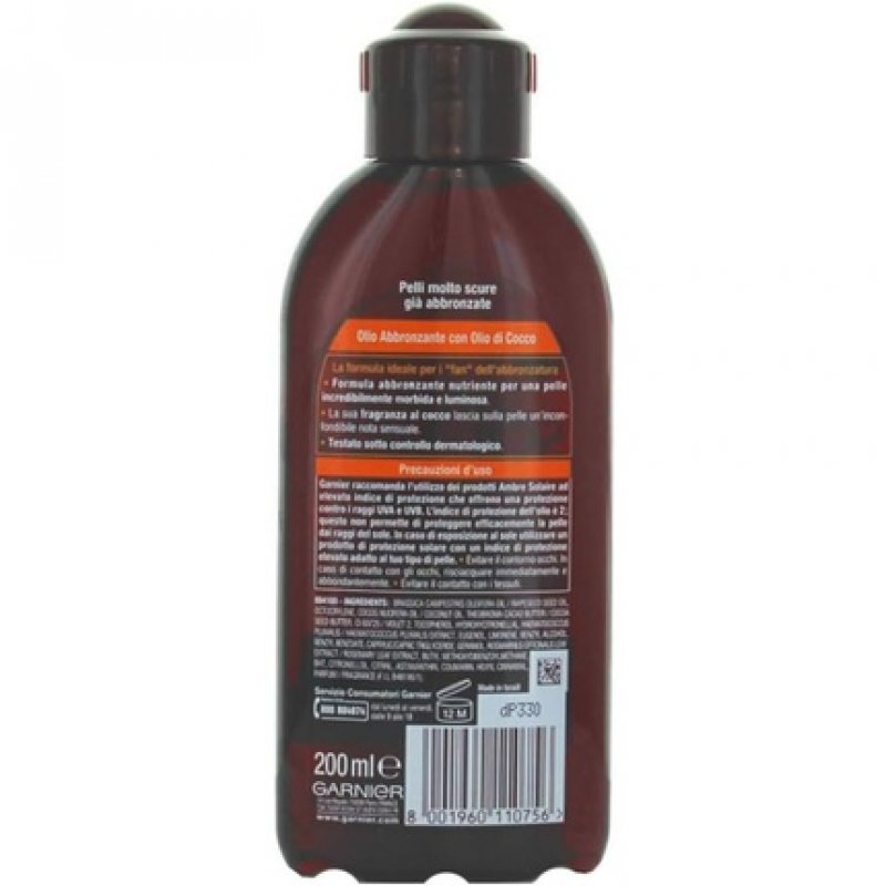 Garnier Ambre Solaire Sun Protection Intense Tanning Oil IP2 Coconut Perfume 200ml