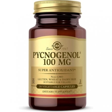 Solgar Pycnogenol 100mg Derived from Pine Bark Works Combined with Vitamins C & E Vegan 30 Vegetable Capsules