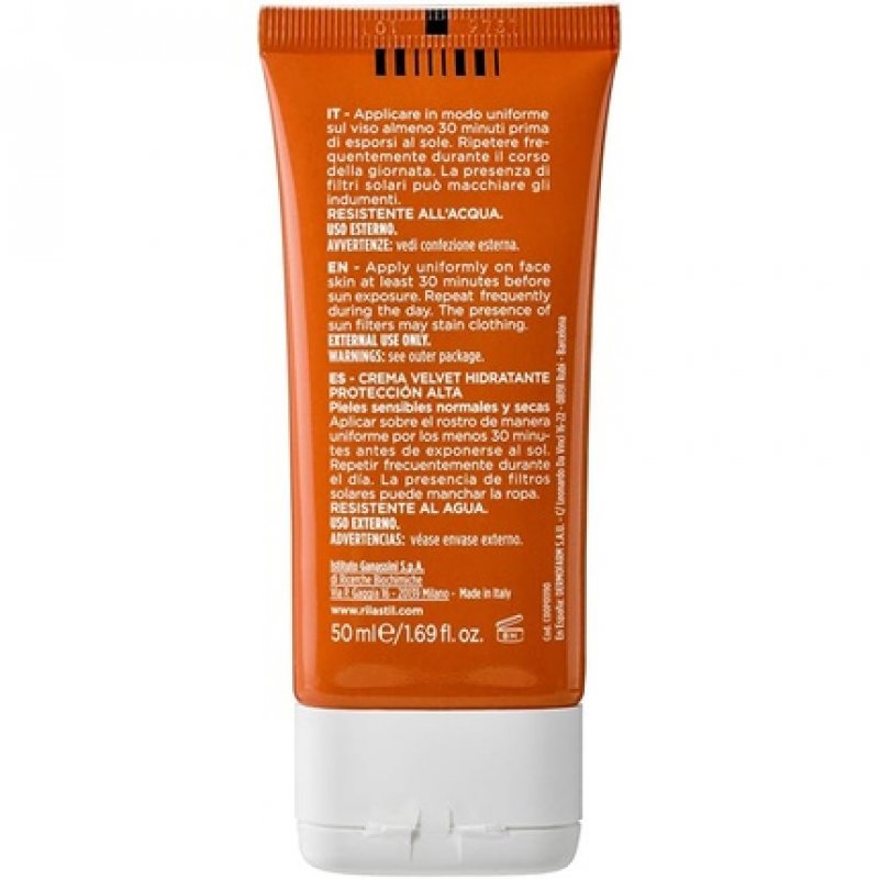 Rilastil Sun System Velvet Cream SPF30 Face Sunscreen Protection 50ml