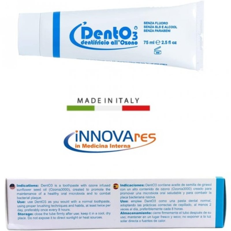 INNOVARES DentO3 Ozone Toothpaste with Ozonized Sunflower Oil 75ml Tube