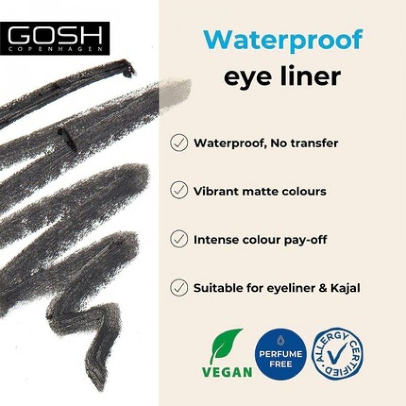 Gosh Matte Eyeliner in Intense Black Creamy Soft Texture High Coverage Ideal for Smokey Eyes Perfect for Mascara Vegan