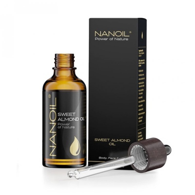 NANOIL Almond Oil Natural Pure Cold Pressed Unroasted Organic Oil for Hair Body and Face Care 50ml