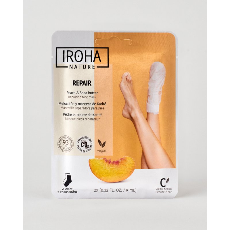 Iroha Nature Peach Repairing Foot Mask Socks 2 x 9 ml