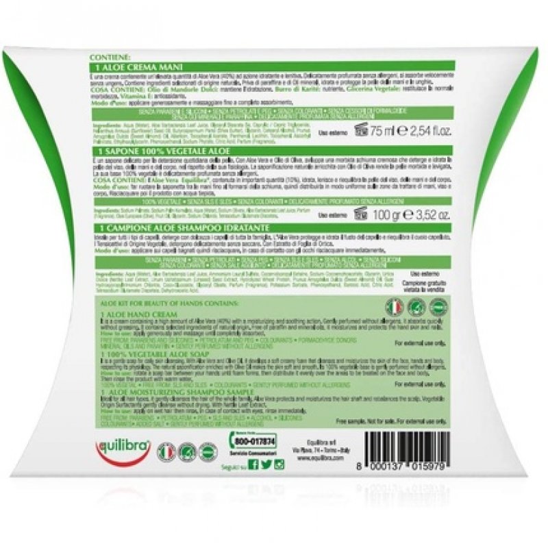 Equilibra Corpo Aloe Hand Cream and Vegetable Soap Gift Set