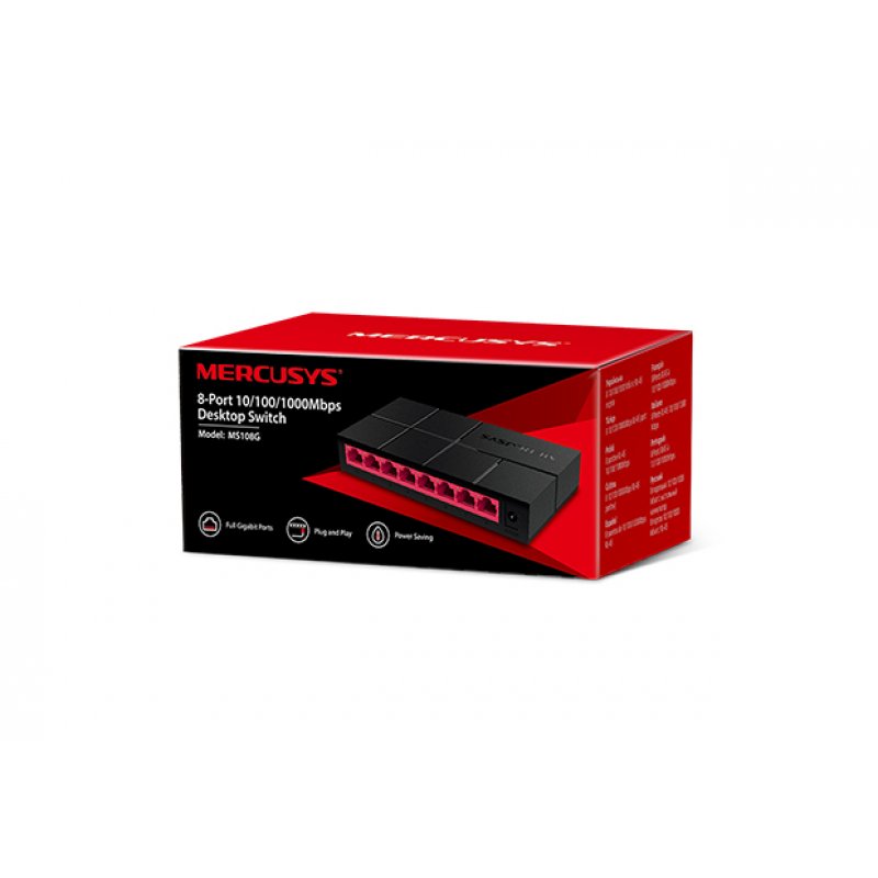 Mercusys MS108G commutateur réseau Non-géré Gigabit Ethernet (10/100/1000) Noir