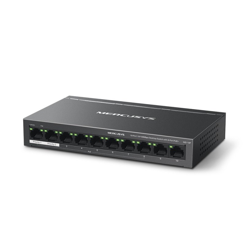 Mercusys MS110P commutateur réseau Géré Fast Ethernet (10/100) Connexion Ethernet, supportant l'alimentation via ce
