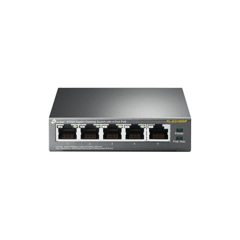 TP-LINK (TL-SG1005P) 5-Port Gigabit Unmanaged Desktop Switch, 4 Port PoE , Steel Case