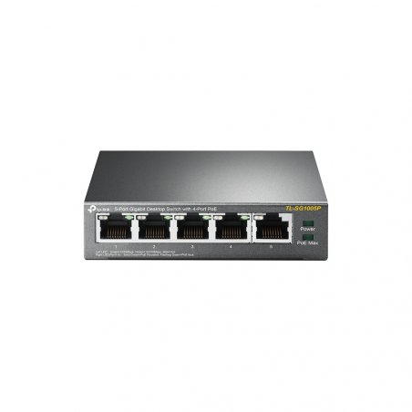 TP-LINK (TL-SG1005P) 5-Port Gigabit Unmanaged Desktop Switch, 4 Port PoE , Steel Case