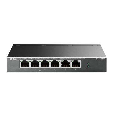 TP-LINK (TL-SF1006P) 6-Port 10/100 Unmanaged Desktop Switch, 4 Port PoE , Steel Case