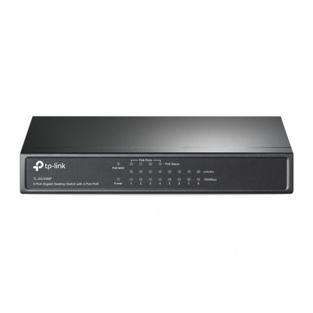TP-LINK (TL-SG1008P) 8-Port Gigabit Unmanaged Desktop Switch, 4-Port PoE, Steel Case