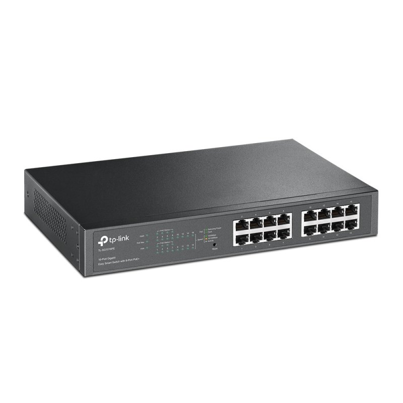TP-LINK (TL-SG1016PE) 16-Port Gigabit Easy Smart Desktop/Rackmount Switch, 8-Port PoE , Metal
