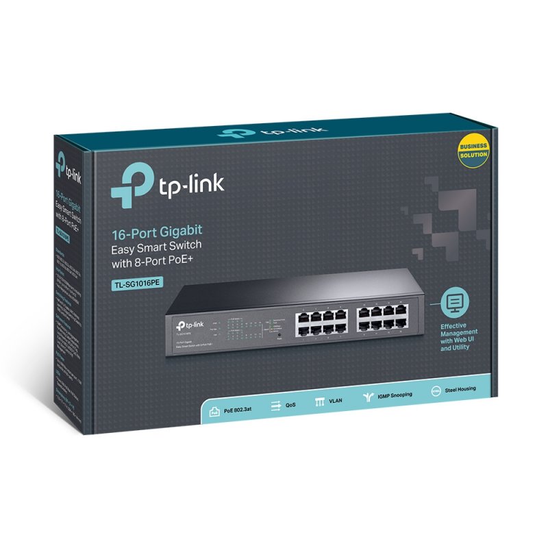 TP-Link TL-SG1016PE Géré L2 Gigabit Ethernet (10/100/1000) Connexion Ethernet, supportant l'alimentation via ce port