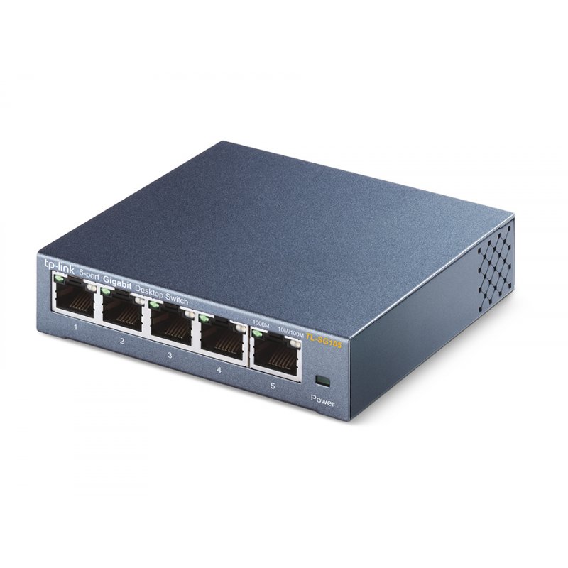 TP-LINK (TL-SG105) 5-Port Gigabit Unmanaged Desktop Switch, Steel Case