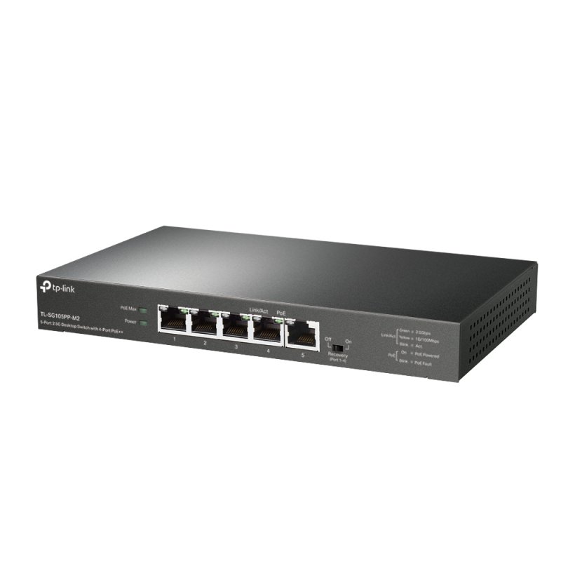 TP-LINK (TL-SG105PP-M2) 5-Port 2.5G Desktop Switch with 4-Port PoE 