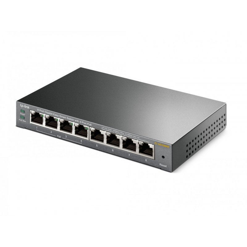 TP-LINK (TL-SG108PE) 8-Port Gigabit PoE Easy Smart Switch, 4-Port PoE, Steel Case, Rackmountable