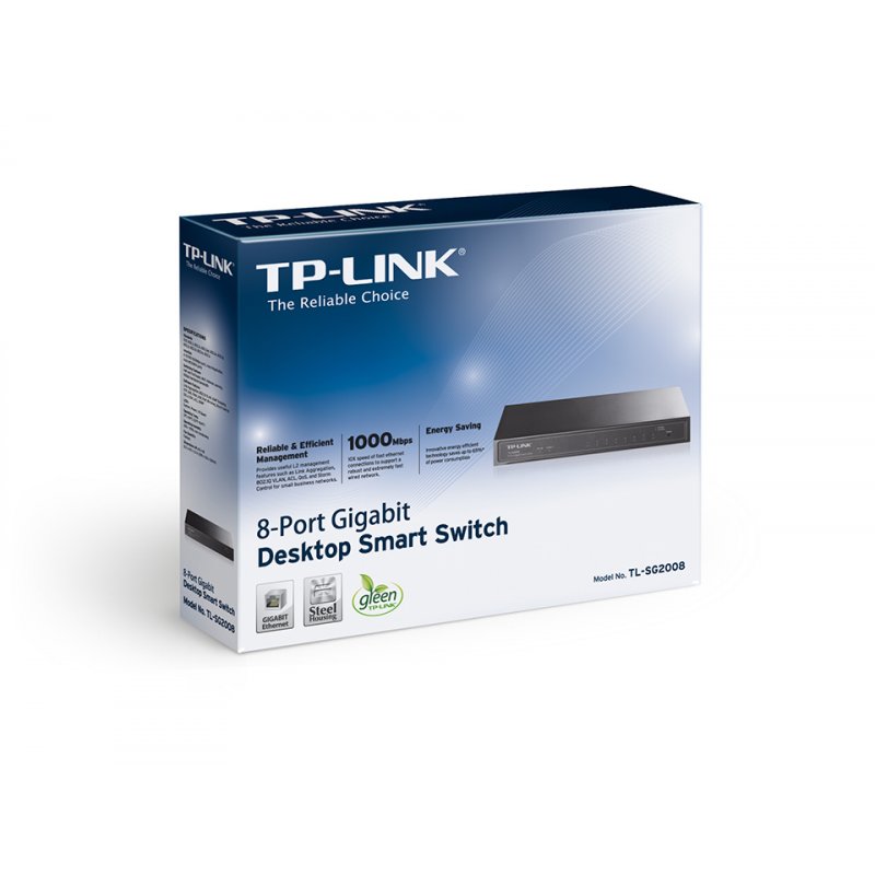 TP-Link TL-SG2008 commutateur réseau Géré L2/L2 Gigabit Ethernet (10/100/1000) Noir