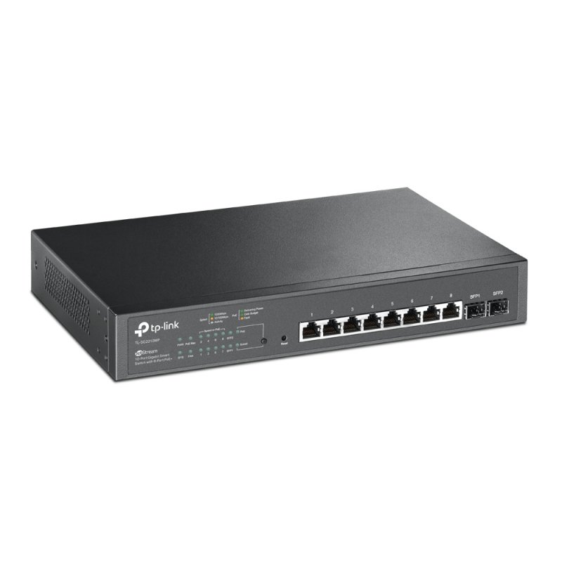 TP-LINK (TL-SG2210MP) JetStream 10-Port Gigabit Smart Switch with 8-Port PoE , 2 GB SFP Slots, Rackmountable