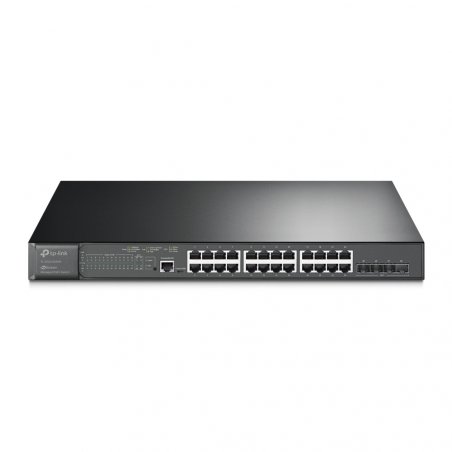 TP-LINK (TL-SG3428XMP) JetStream 24-Port Gigabit & 4-Port 10GE SFP L2 Managed Switch with 24-Port PoE , Rackmountable