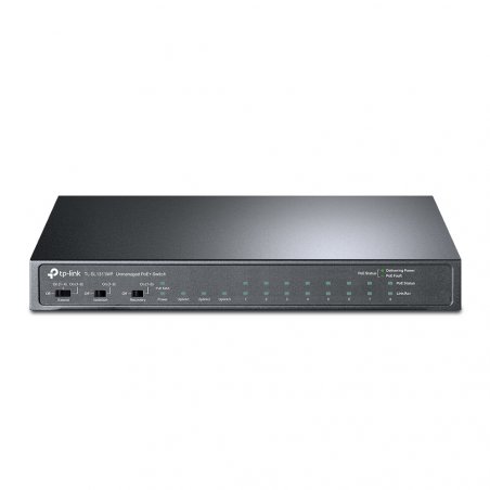 TP-LINK (TL-SL1311MP) 8-Port Unmanaged Desktop PoE Switch, 8-Port 10/100Mbps 2-Port Gigabit RJ45 & 1 Gigabit SFP
