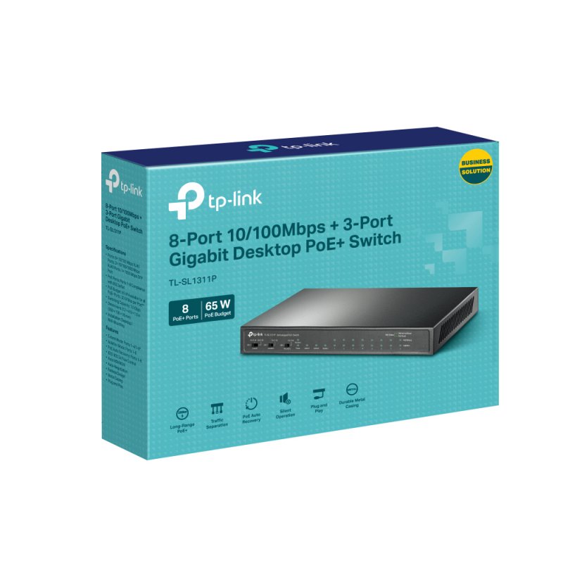 TP-Link TL-SL1311P commutateur réseau Fast Ethernet (10/100) Connexion Ethernet, supportant l'alimentation via ce port