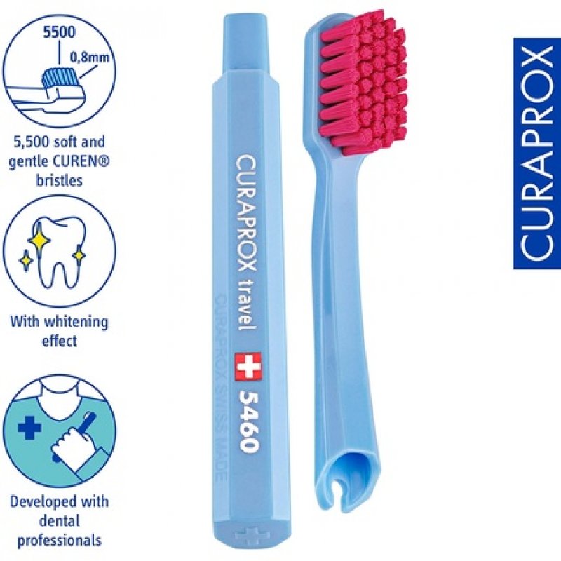 Curaprox Travel Set Orange - Collapsible Travel Toothbrush CS 5460 with 'Be You' Travel Toothpaste and 2 Interdental