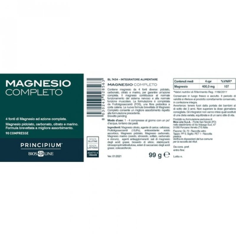 BIOS LINE Principium Complete Magnesium Patented with Better Absorption 90 Tablets