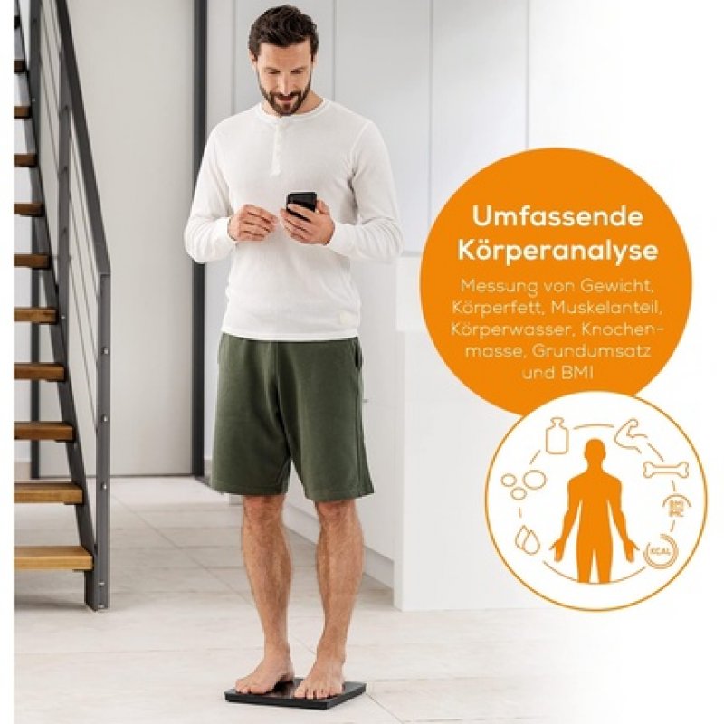 Beurer BF 500 Bluetooth Digital Body Scale with Body Fat and Muscle Analysis - Extra Large Display