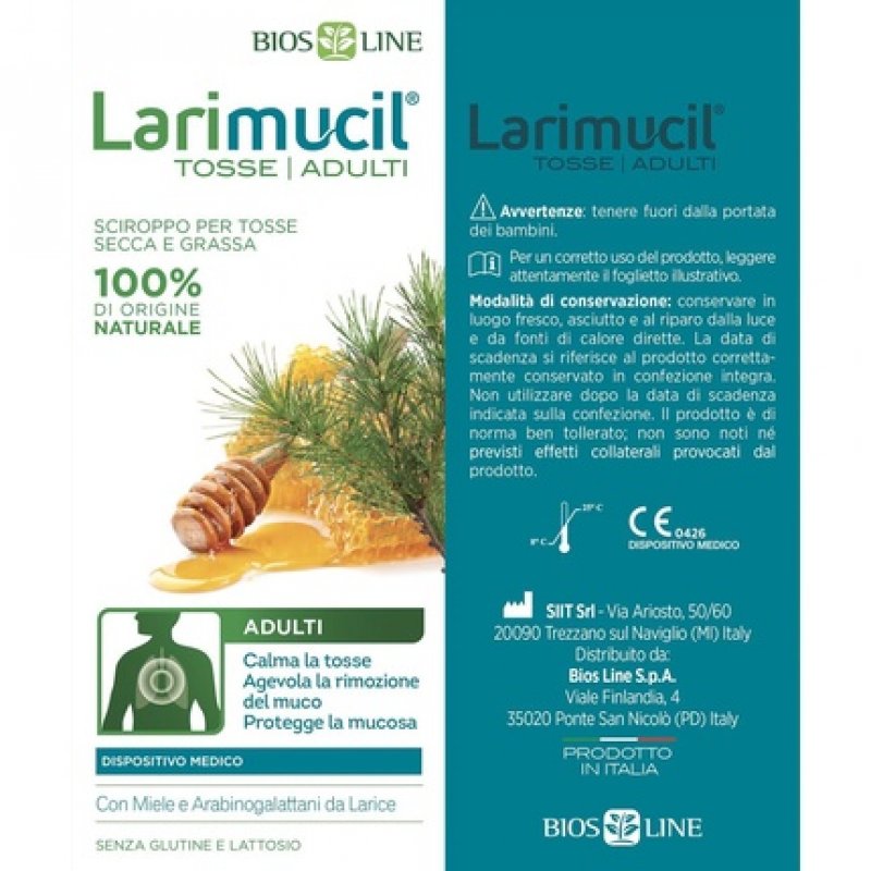 Bios Line Larimucil Adult Cough Syrup Dry and Wet Cough 175ml
