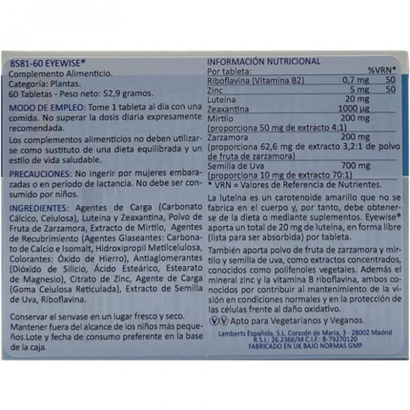 Lamberts Eyewise 60 Tablets