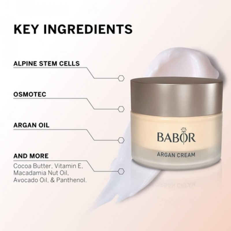 BABOR CLASSICS Argan Cream Rich Face Cream for Dry Skin with Argan Oil and Vitamin E Vegan Formula Without Alcohol 50ml