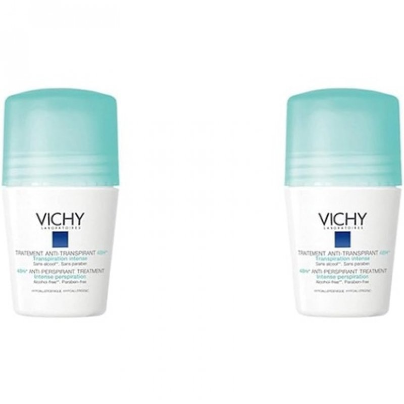 Vichy 48 Hour 'No-Trace' Anti-Perspirant Deodorant Roll On 50ml - Pack of 2