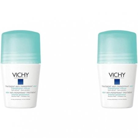 Vichy 48 Hour 'No-Trace' Anti-Perspirant Deodorant Roll On 50ml - Pack of 2