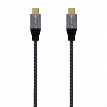 AISENS – USB 3.2 Gen2x2 Aluminum Cable 20Gbps 8K@30Hz 5A 100W E-Mark, Type USB-C/M-USB-C/M, Grey, 1.5 m