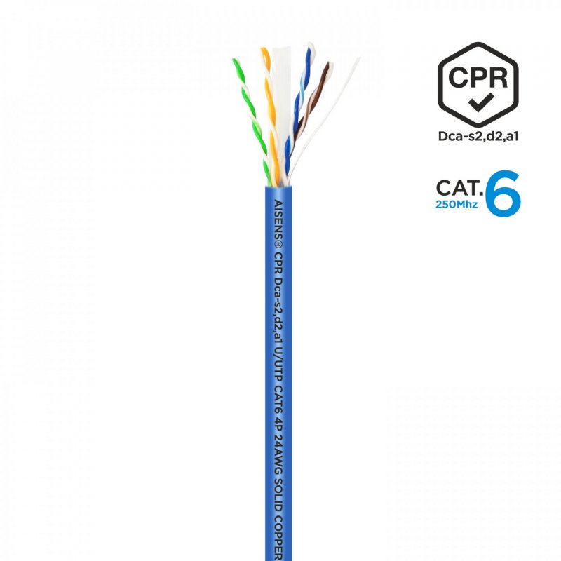 BOBINA CABLE RED AISENS RJ45 LSZH CPR Dca CAT.6 UTP 100M AZUL