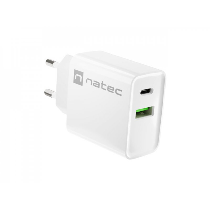 CARGADOR NATEC RIBERA 20W 1XUSB-A 1XUSB-C PD3.0 QC3.0 BLANCO