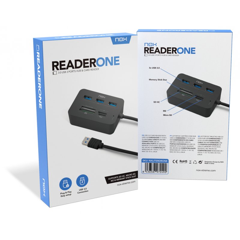 NOX Lite Reader One Wired USB 3.2 Gen 1 (3.1 Gen 1) Type-A Black