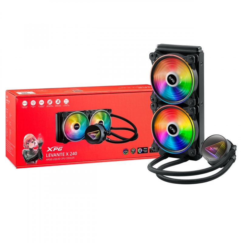 ADATA LEVANTE X 240 Processor All-in-one liquid cooler 12 cm Black