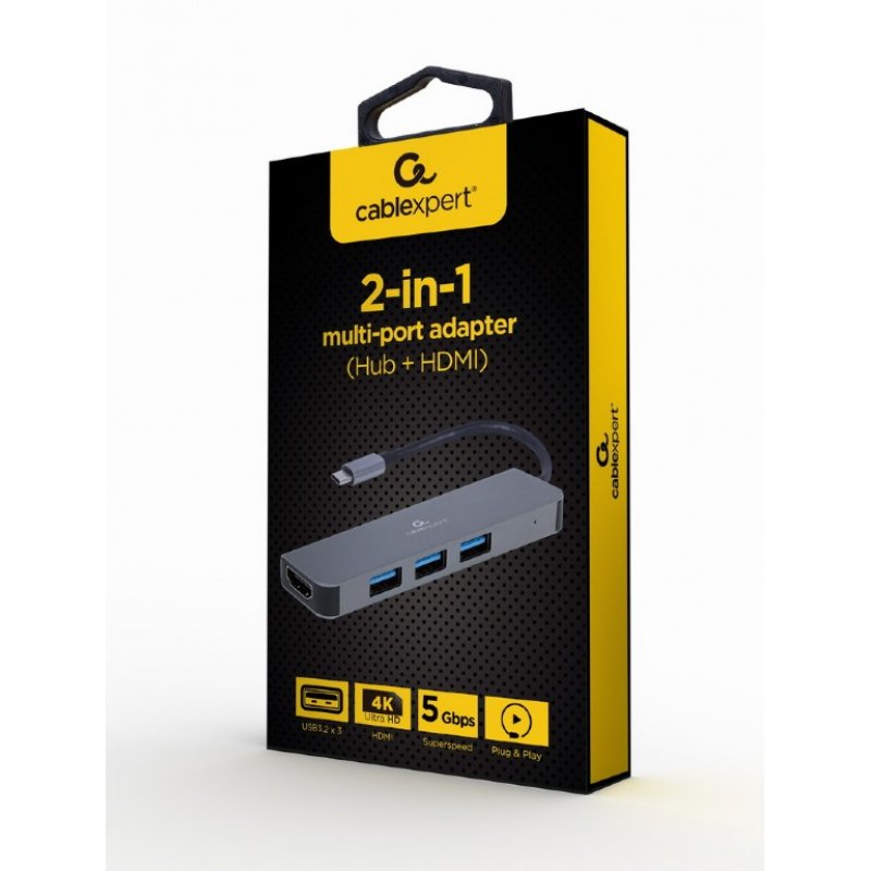 ADAPTADOR MULTIPUERTO GEMBIRD USB TIPO C 2 EN 1 HUB , HDMI