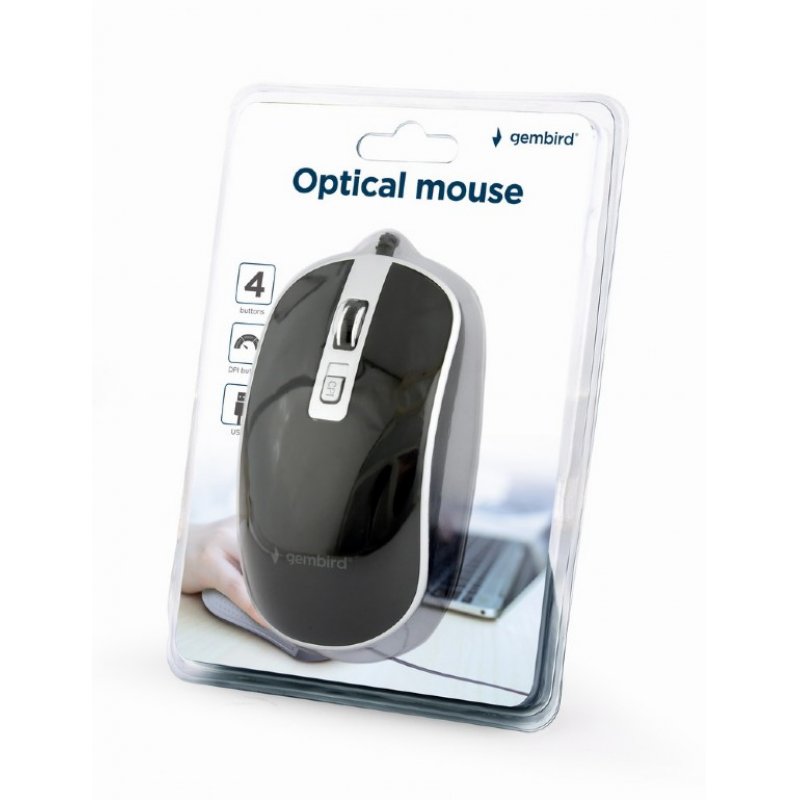 Gembird MUS-4B-06-BS souris Ambidextre USB Type-A Optique 1200 DPI