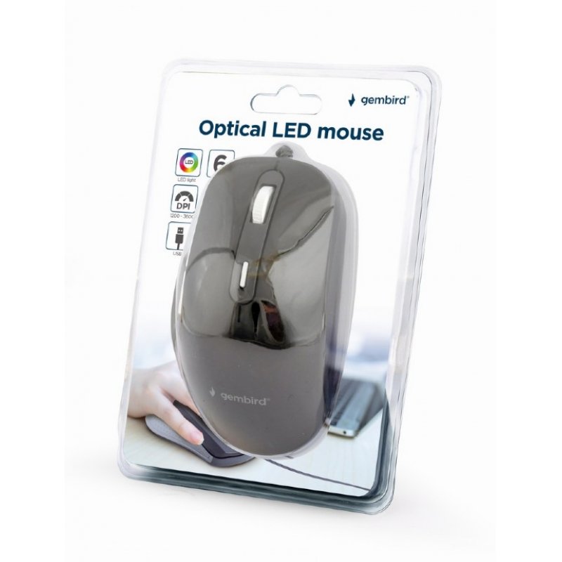 Gembird MUS-6B-02 souris Droitier USB Type-A Optique 3600 DPI