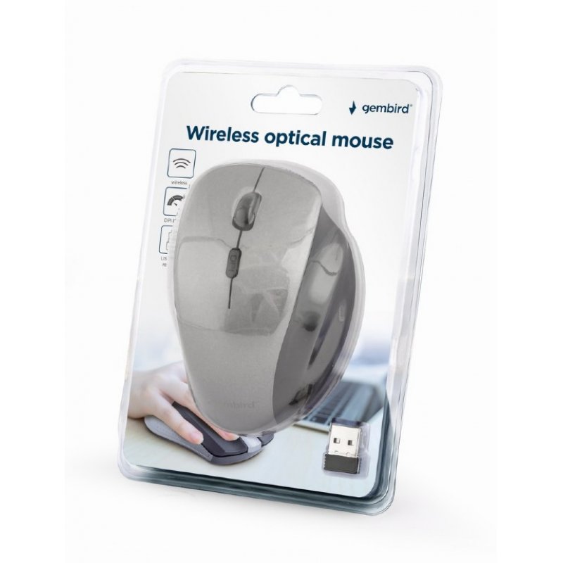 Gembird MUSW-6B-02-BG souris Droitier RF sans fil Optique 1600 DPI