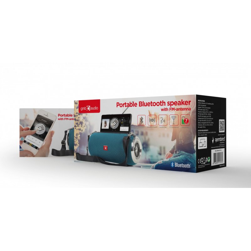 ALTAVOZ PORTATIL GEMBIRD SPK-BT-17-G COM RÁDIO FM 2X5W RMS BLUETOOTH VERDE