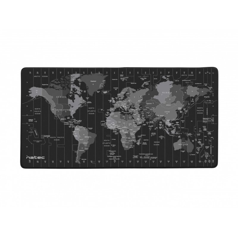 NATEC Time Zone Map Maxi Noir, Gris