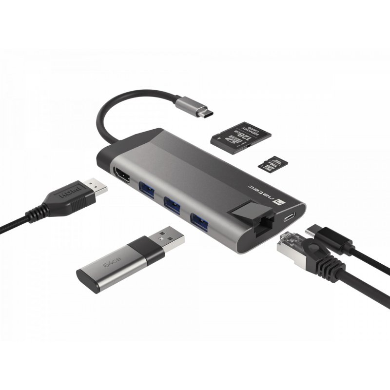 NATEC Fowler Plus USB Type-C Noir, Gris