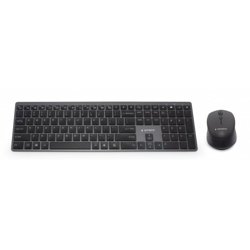 Gembird KBS-ECLIPSE-M500-PT clavier Souris incluse RF sans fil QWERTY Portuguais Gris