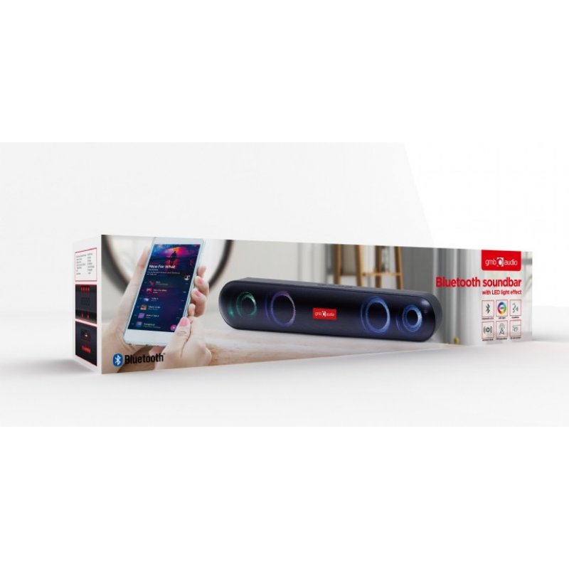 Gembird SPKBT-BAR400L haut-parleur soundbar Noir 2.0 canaux 10 W