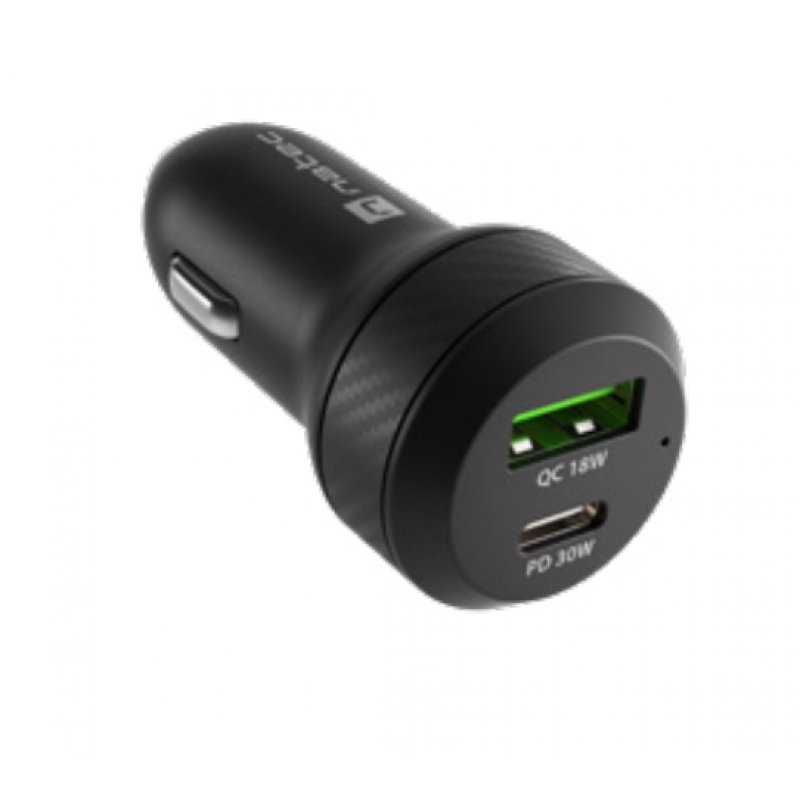 CARGADOR COCHE NATEC CONEY 1XUSB, 1XUSB-C QC3.0, PD 3.0 48W NEGRO