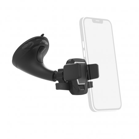 Hama Easy Snap Car Smartphone Holder with Suction Cup, Supports Devices 5.5 - 8.5cm Wide, Movable Jaws, Tilt, 360°