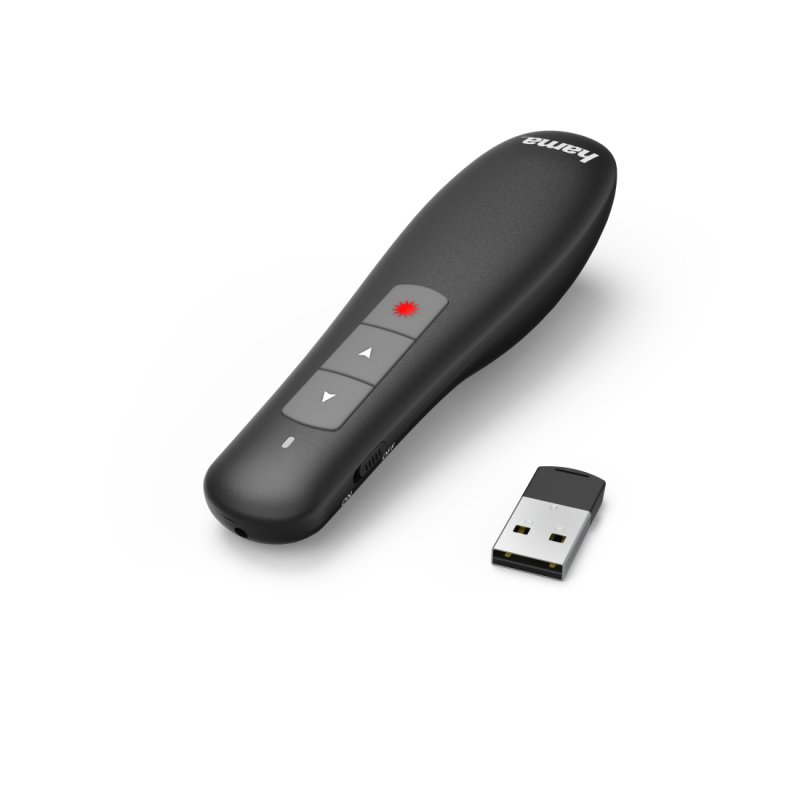 Hama X-Pointer Wireless Laser Presenter, 2.4GHz, USB Receiver, 12m Range, Volume Control, Scroll through Office