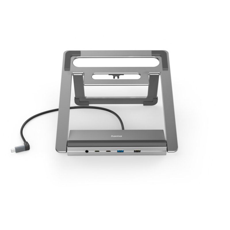 Hama Connect2Office USB-C 12-in-1 Docking Station & Laptop Stand - USB-C (PD Power), 2x USB-C, 4x USB-A, 2x HDMI,